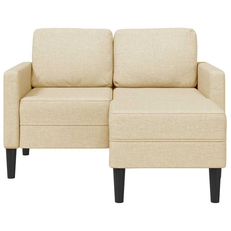 Vidaxl 2-zitsbank met ligstoel l-vormig crèmekleurig stof 125 cm