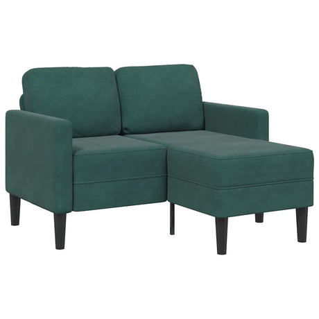 Vidaxl 2-zitsbank met chaise l-vorm donkergroen 125 cm fluweel