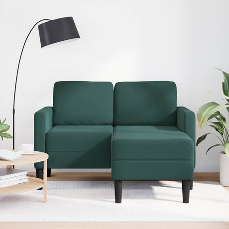 Vidaxl 2-zitsbank met chaise l-vorm donkergroen 125 cm fluweel