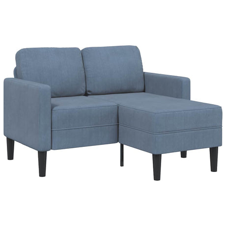 Vidaxl 2-zitsbank met ligstoel l-vormig 125 cm linnen blauw