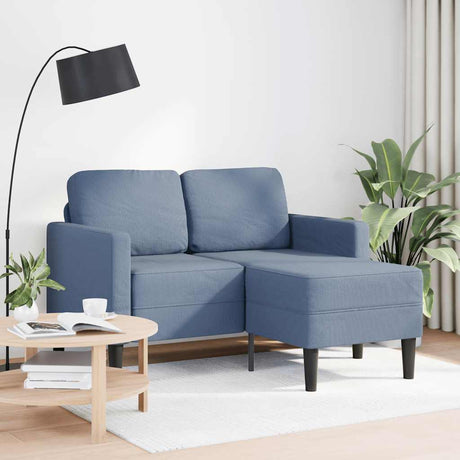 Vidaxl 2-zitsbank met ligstoel l-vormig 125 cm linnen blauw