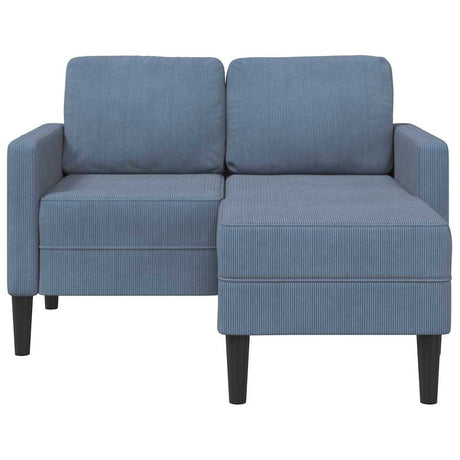 Vidaxl 2-zitsbank met ligstoel l-vormig 125 cm linnen blauw