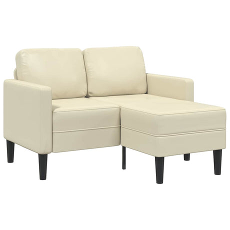 Vidaxl 2-zitsbank met ligstoel l-vormig crèmekleurig 125 cm kunstleer