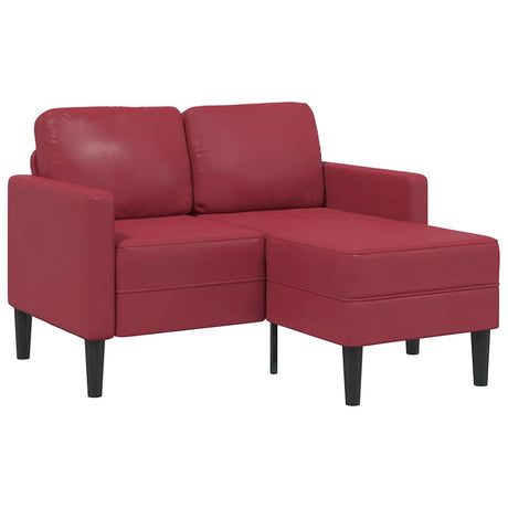 Vidaxl 2-zitsbank met chaise longue l-vormig wijnrood 125 cm kunstleer