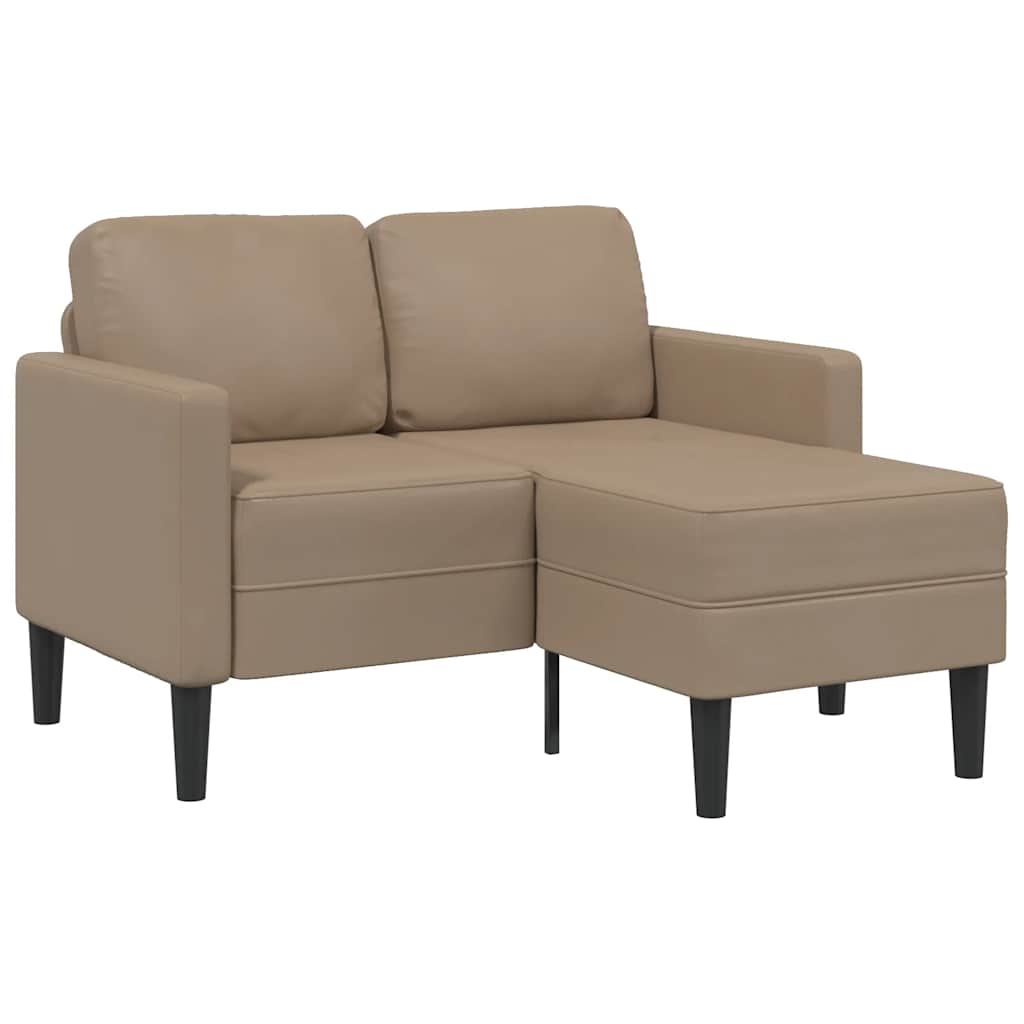 Vidaxl 2-zitsbank met chaise longue l-vorm cappuccino 125 cm kunstleer