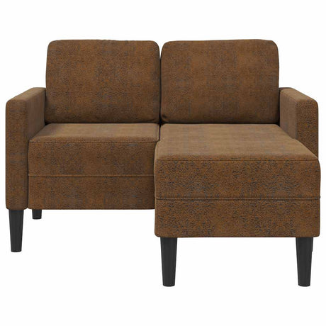 Vidaxl 2-zitsbank met chaise longue l-vormig bruin 125 cm kunstleer