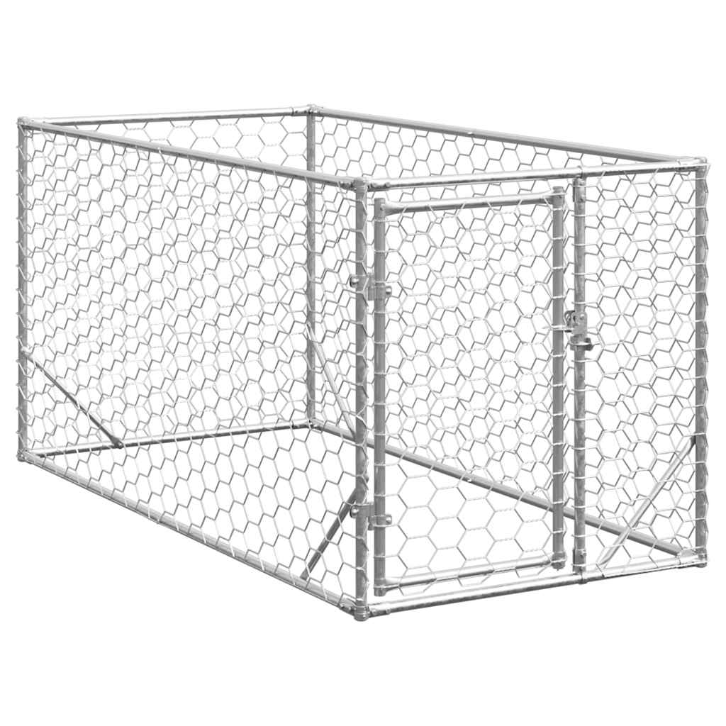 Vidaxl hondenhok voor buiten met deur 2x1x1 m gegalvaniseerd staal