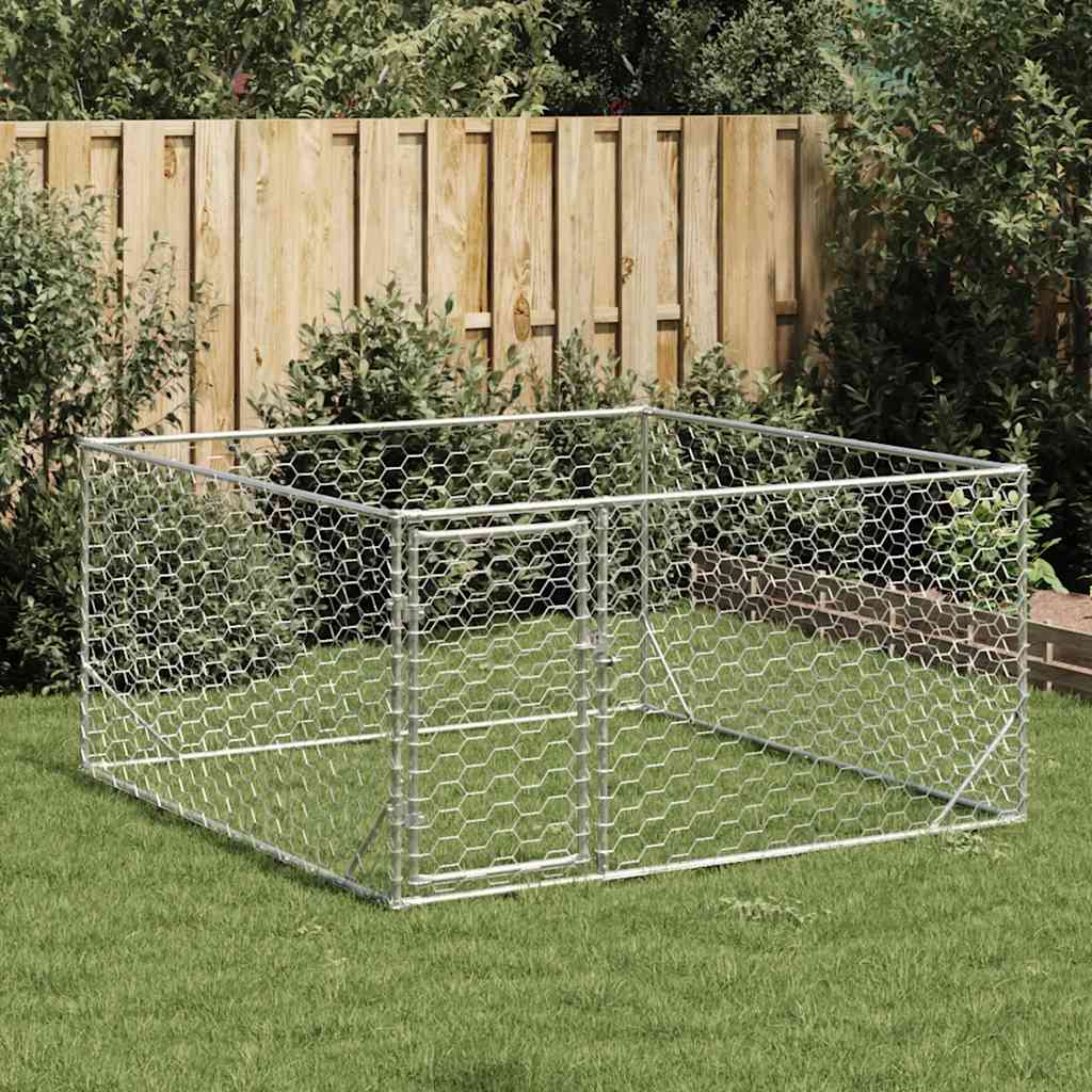 Vidaxl hondenhok voor buiten met deur 2x2x1 m gegalvaniseerd staal