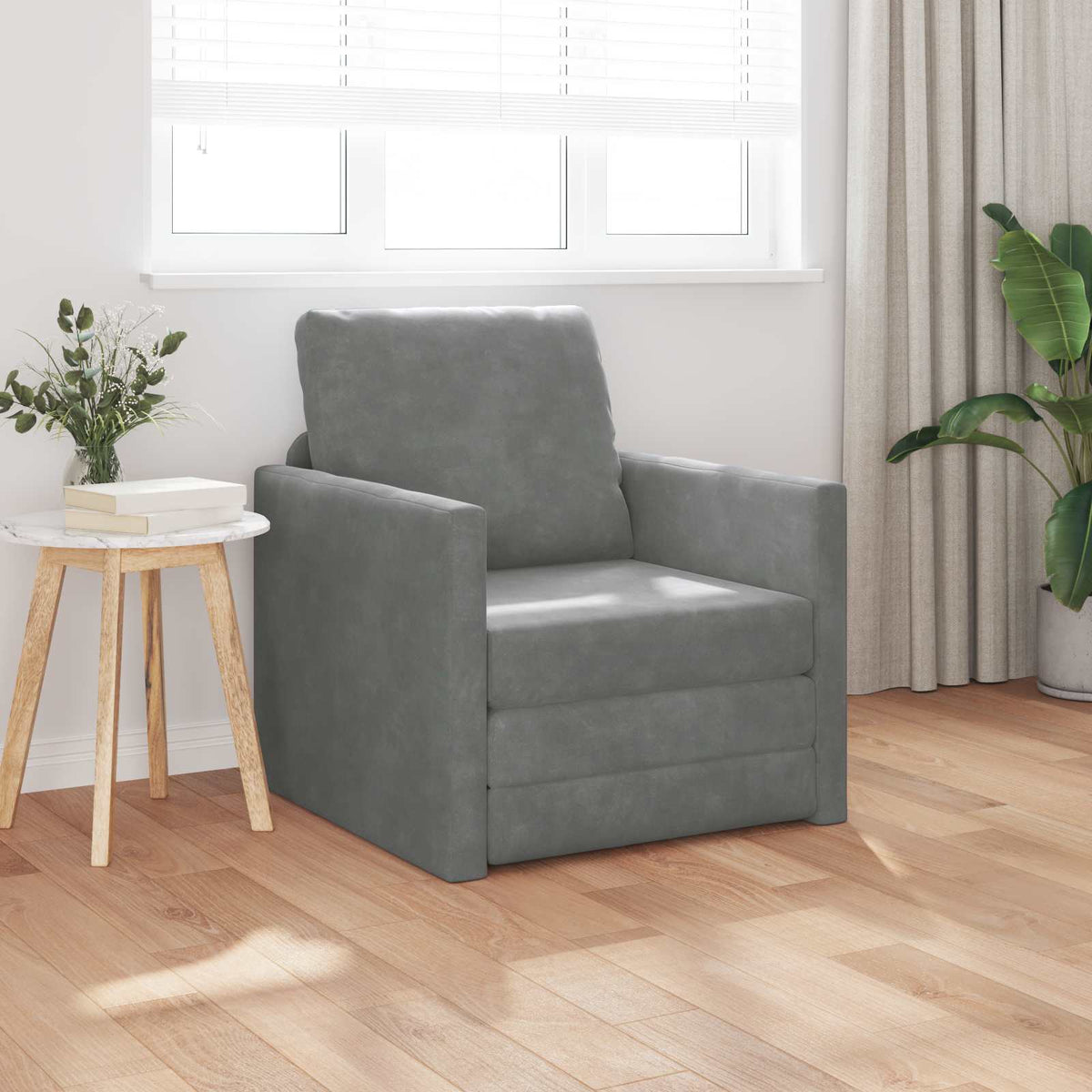 Vidaxl slaapbank donkergrijs 74 x 77 x 81 cm fluweel
