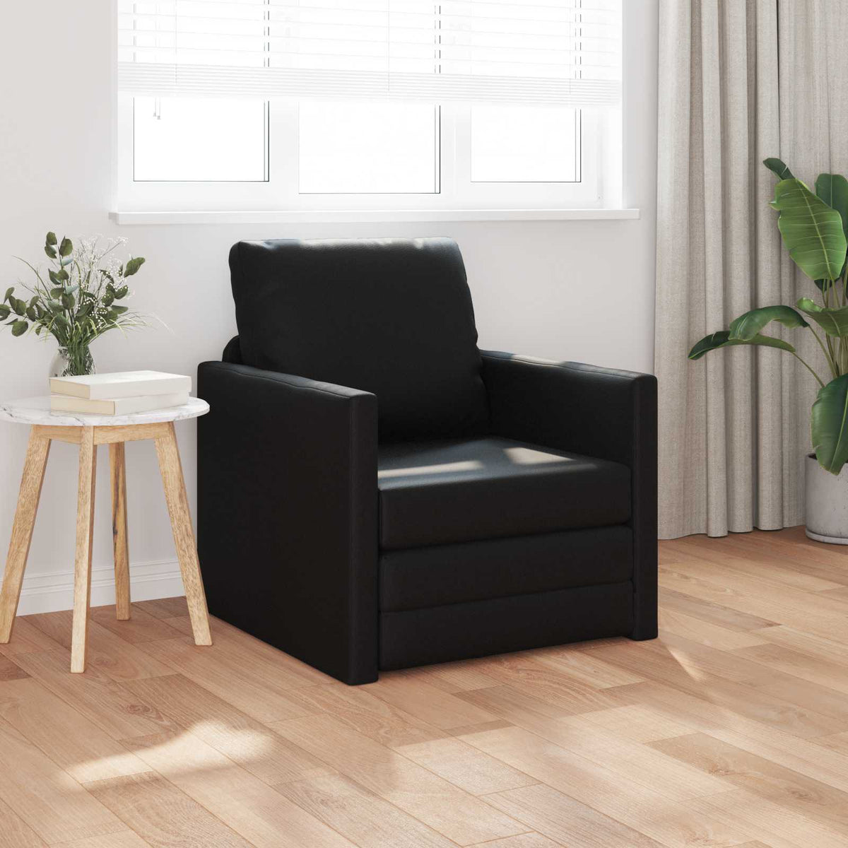 Vidaxl slaapbank zwart 74 x 77 x 81 cm kunstleer