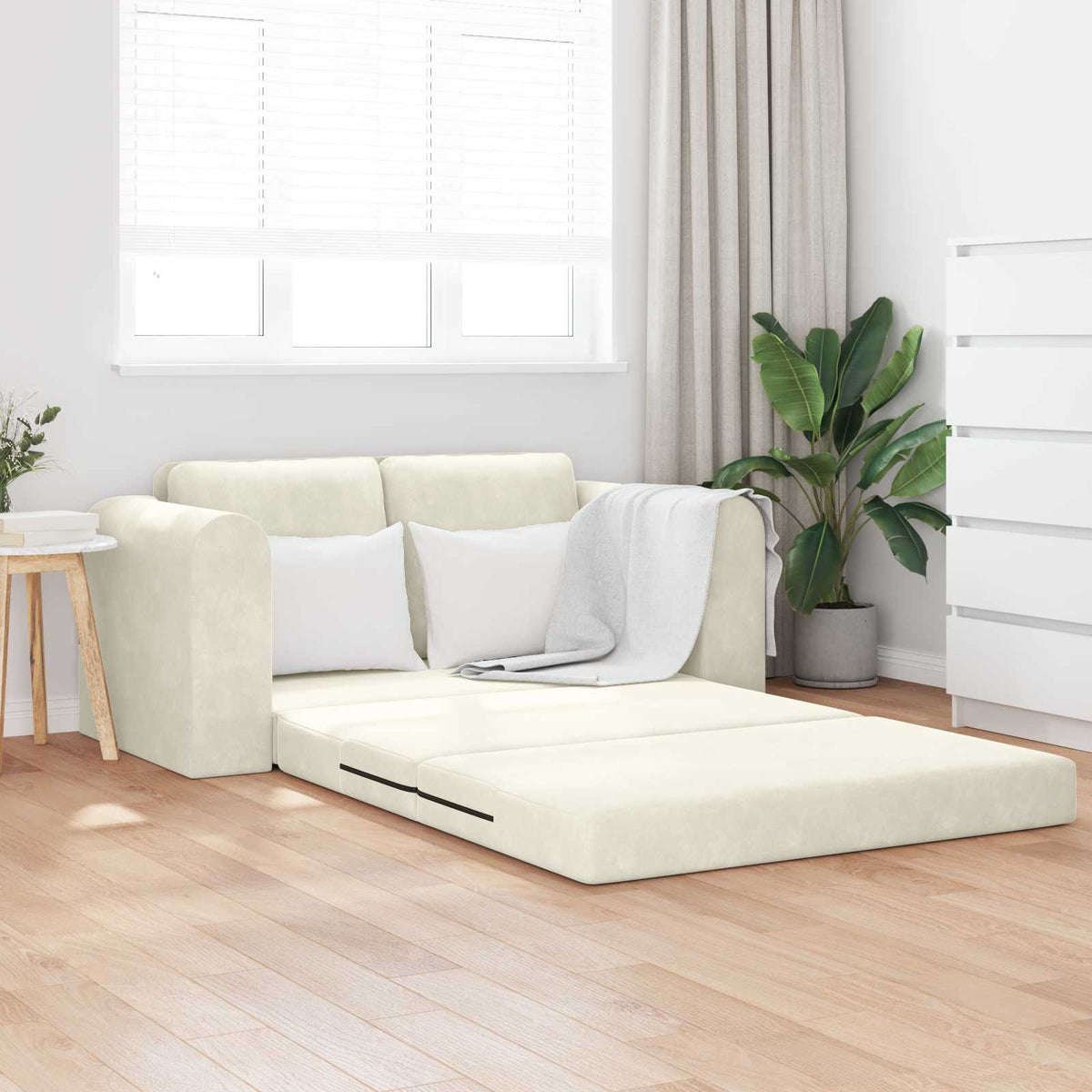 Vidaxl slaapbank crème 148 x 71 x 83 cm fluweel