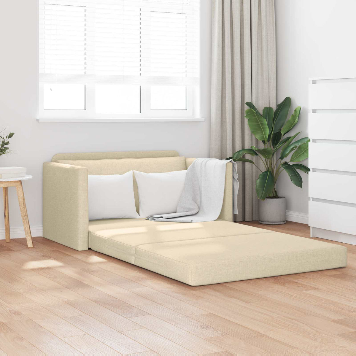 Vidaxl slaapbank crème 124 x 71 x 78 cm stof