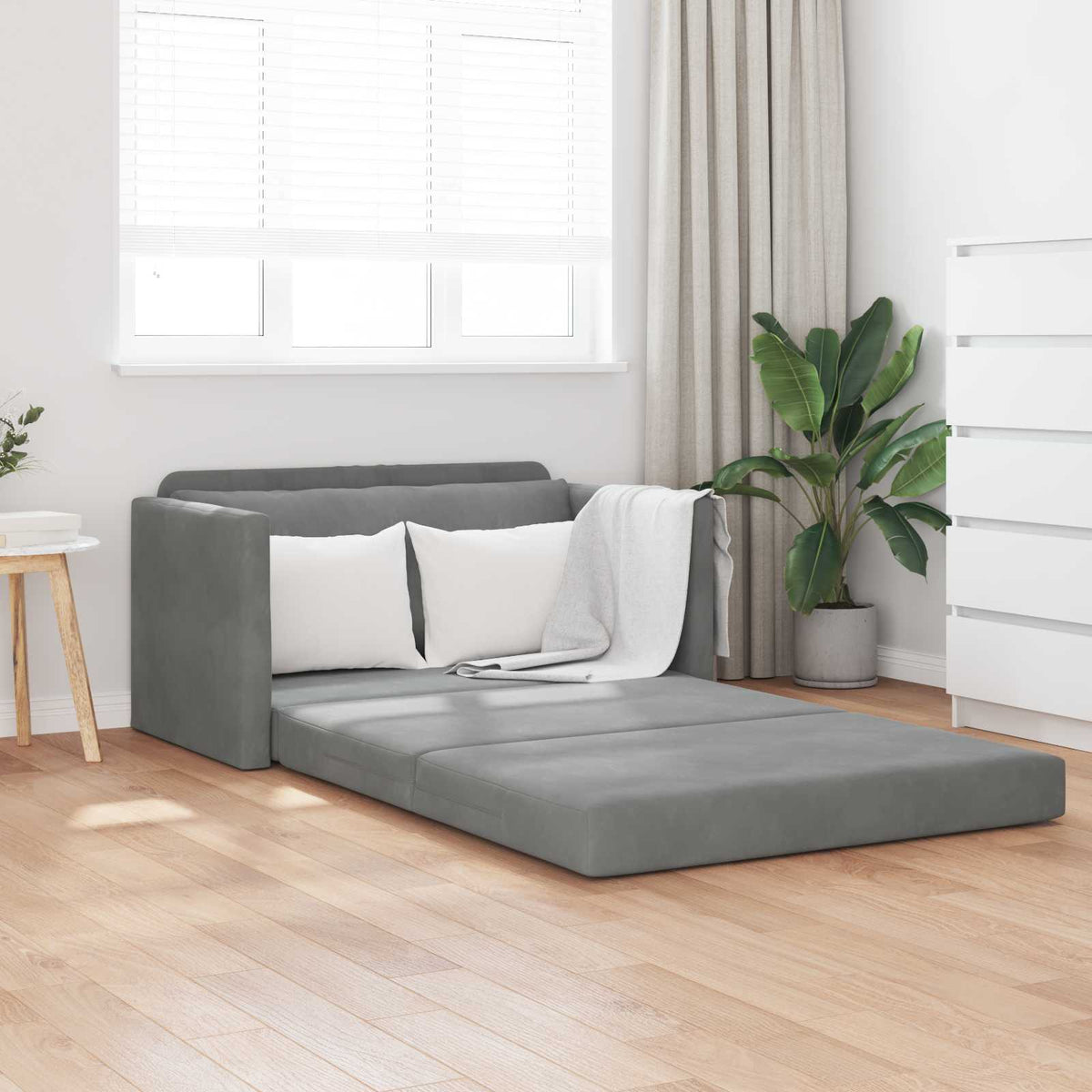 Vidaxl slaapbank donkergrijs 124 x 71 x 78 cm fluweel