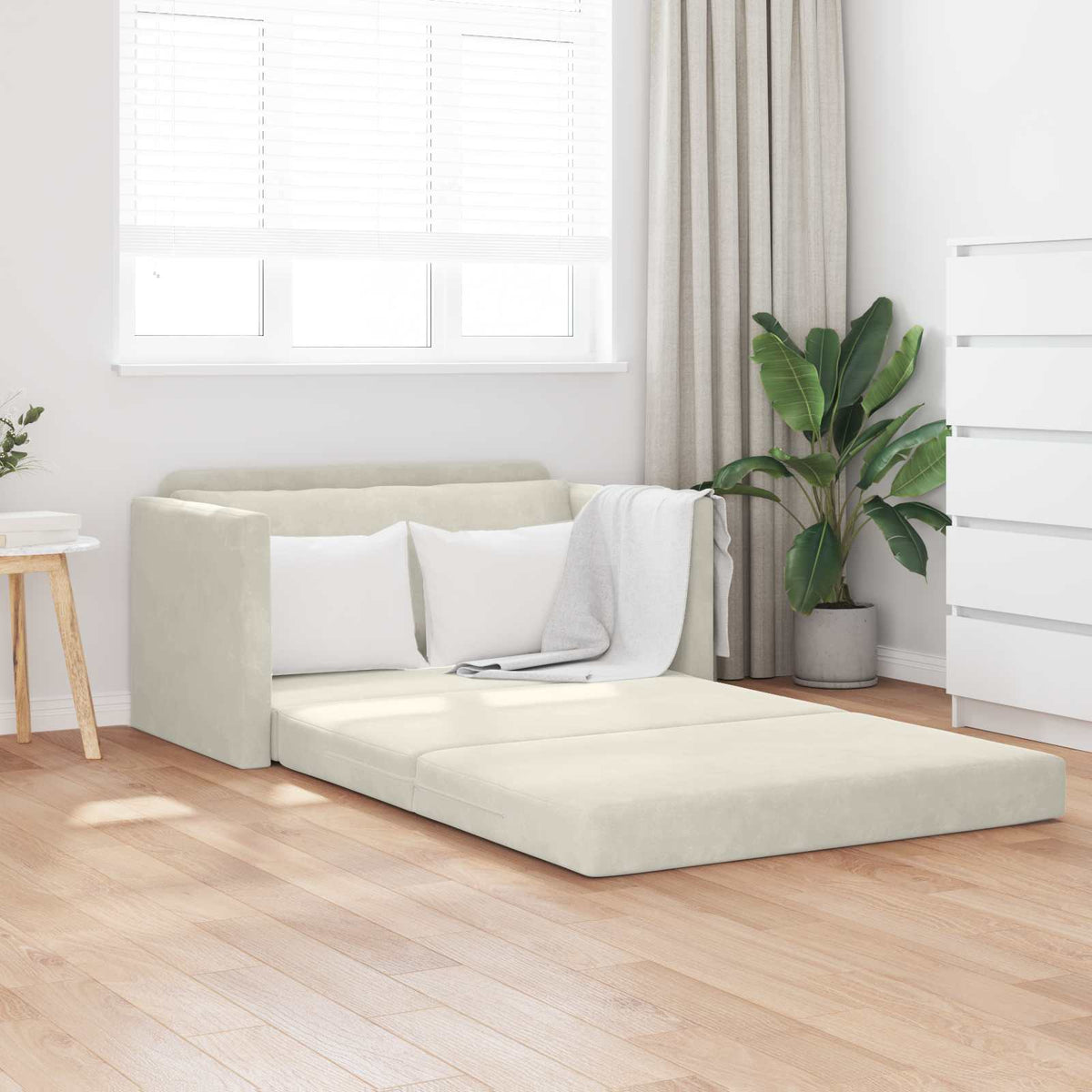 Vidaxl slaapbank crème 124 x 71 x 78 cm fluweel