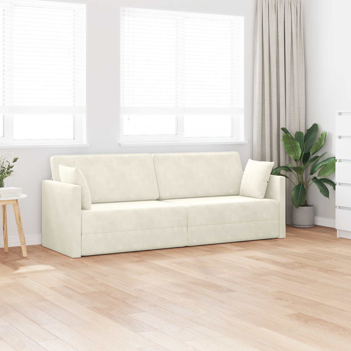 Vidaxl vloerslaapbank crème 213 x 70 x 77 cm fluweel