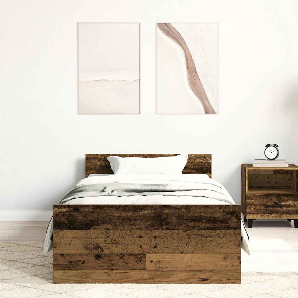 Vidaxl bedframe zonder matras 100x200 cm bewerkt hout oud hout