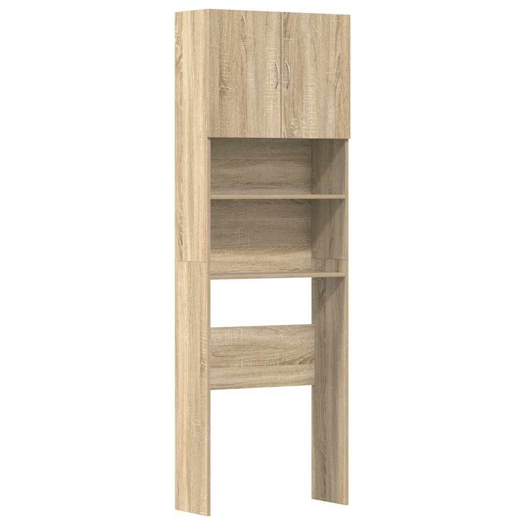 Vidaxl wasmachinekast 64x24x190 cm bewerkt hout en sonoma eikenkleurig