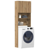 Vidaxl wasmachinekast 64x24x190 cm bewerkt hout artisanaal eikenkleur