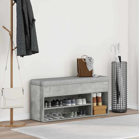 Vidaxl schoenenbank 102x30,5x45 cm bewerkt hout betongrijs