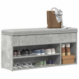 Vidaxl schoenenbank 102x30,5x45 cm bewerkt hout betongrijs