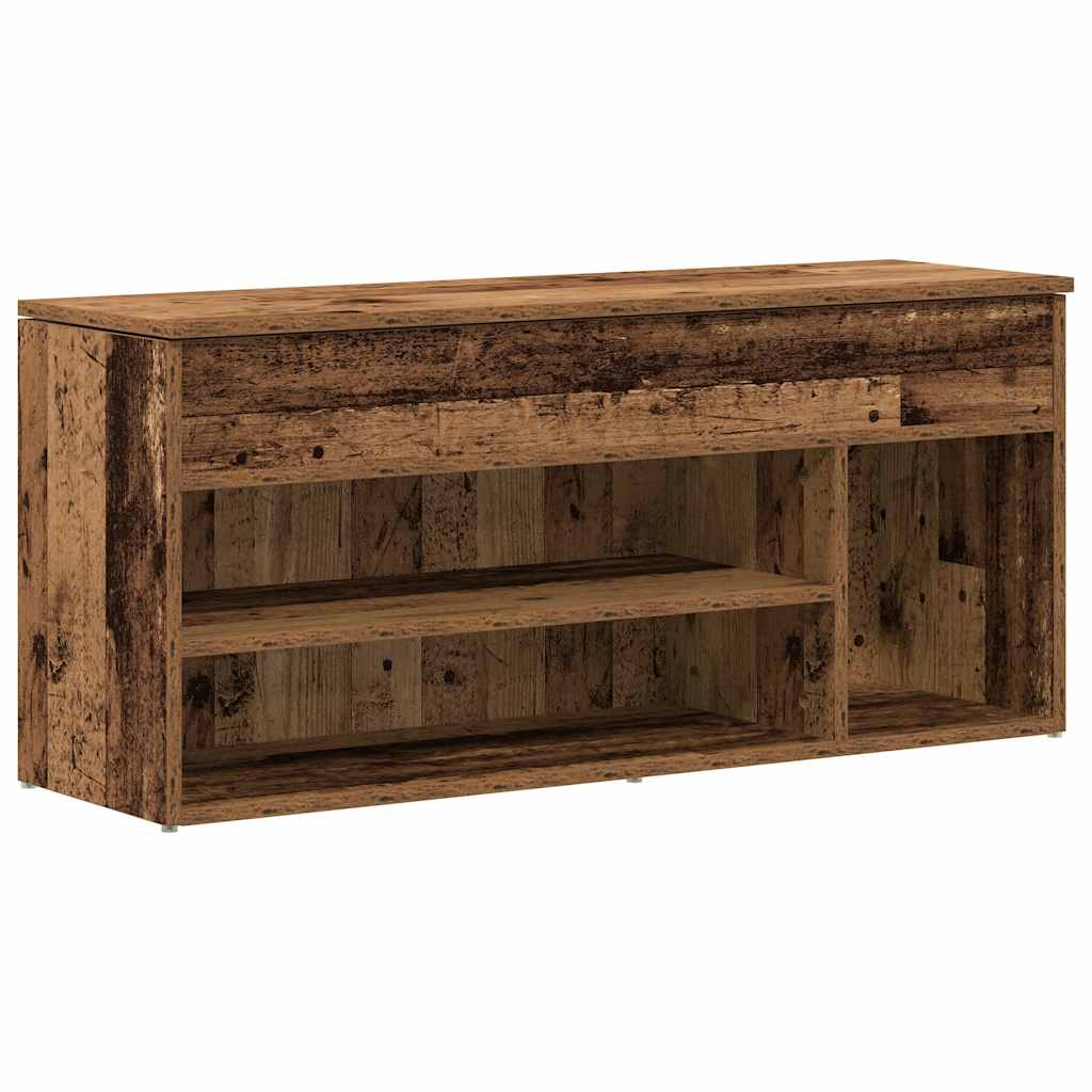 Vidaxl schoenenbank 102x30,5x45 cm bewerkt hout oud houtkleurig