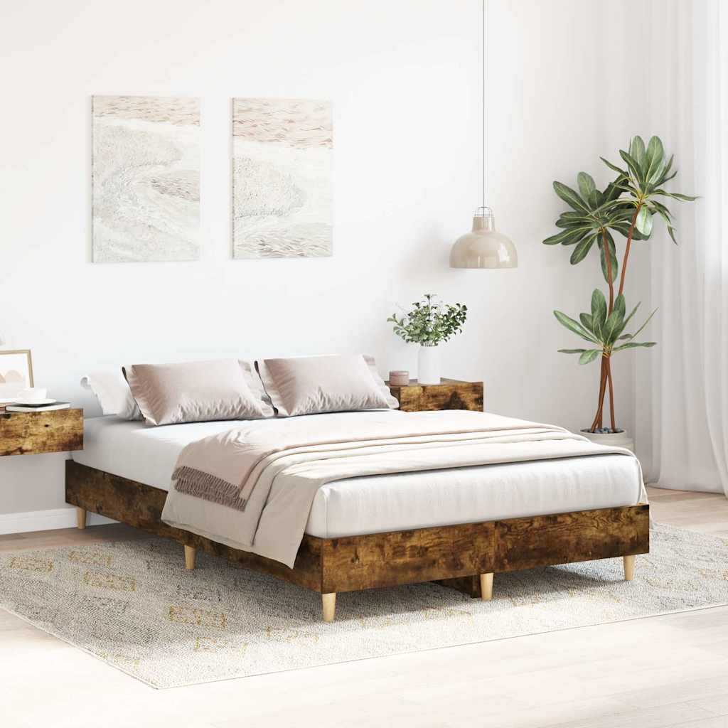 Vidaxl bedframe zonder matras 120x200 cm spaanplaat gerookt eiken