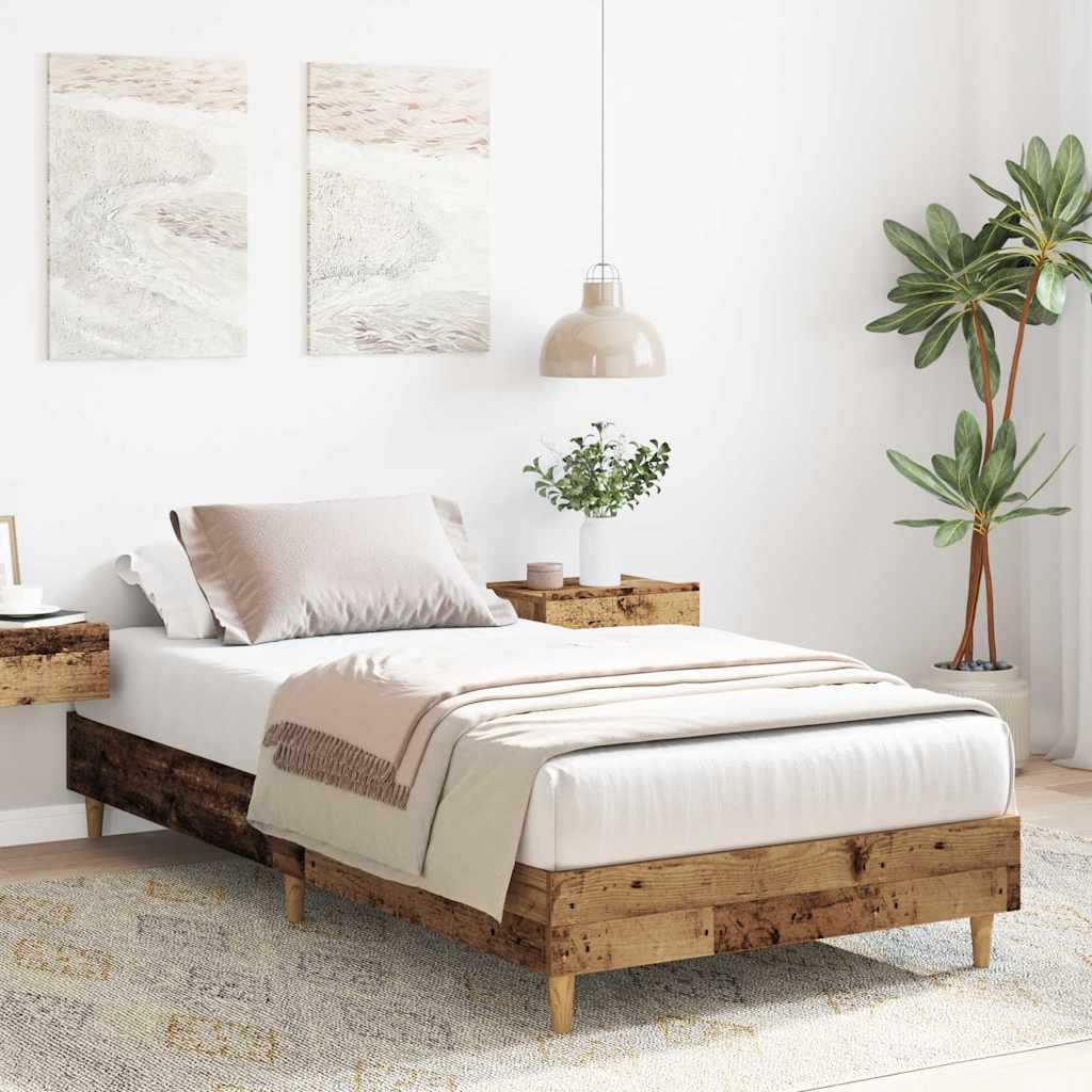 Vidaxl bedframe zonder matras 100x200 cm spaanplaat bewerkt hout