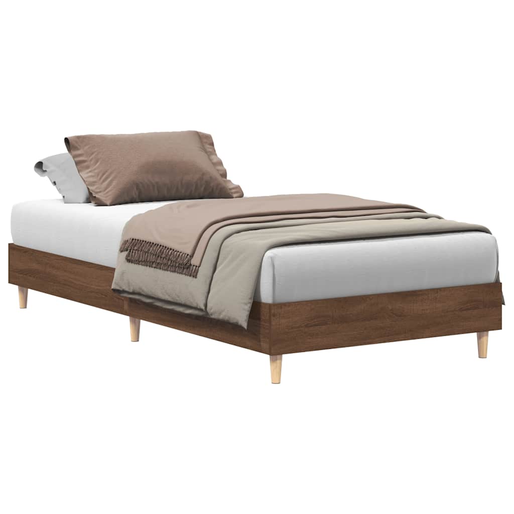 Vidaxl bedframe zonder matras 75x190 cm spaanplaat bruin eikenkleurig