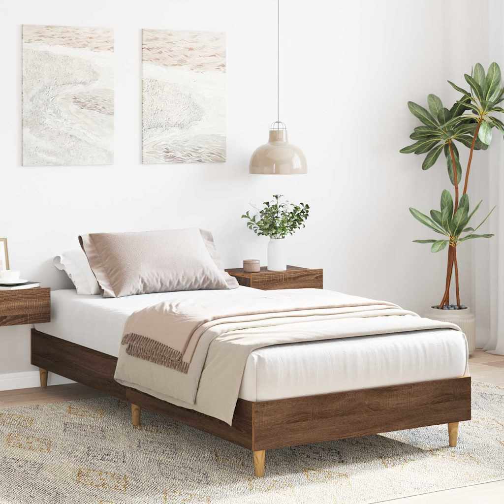 Vidaxl bedframe zonder matras 75x190 cm spaanplaat bruin eikenkleurig