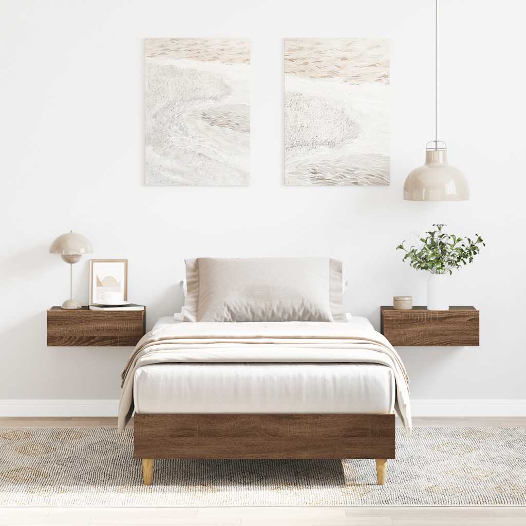 Vidaxl bedframe zonder matras 75x190 cm spaanplaat bruin eikenkleurig