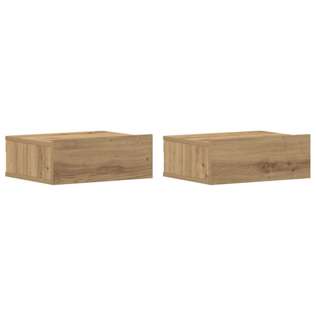 Vidaxl nachtkastjes 2 st zwevend 40x32x15 cm hout artisanaal eiken