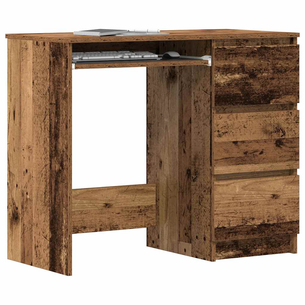 Vidaxl bureau 90x45x76 cm bewerkt hout oud houtkleurig