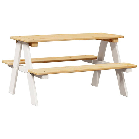 Vidaxl kindertafel met banken irun 90x79,5x50cm massief hout wit