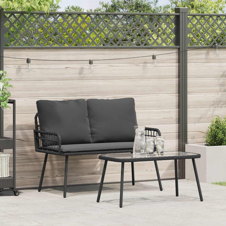 Vidaxl tuin eettafelset 2 st zwart poly rattan