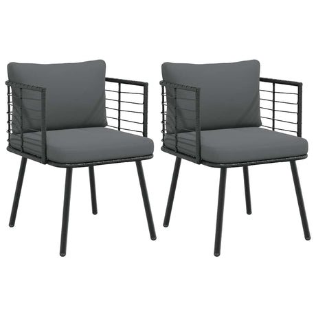 Vidaxl tuinstoelen 2 st met kussens poly rattan zwart