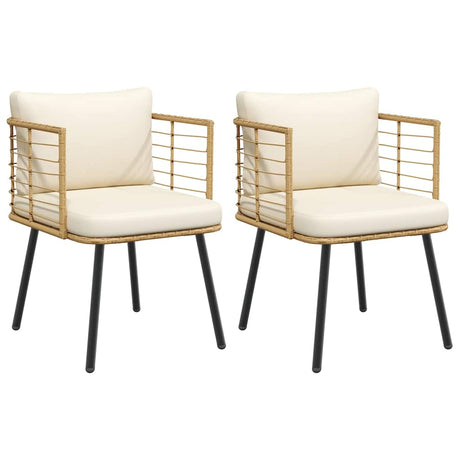 Vidaxl tuinstoelen 2 st met kussens poly rattan naturel