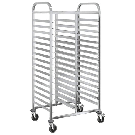 Vidaxl dienbladenwagen met 32 gn-bakken 75x55x162,5 cm roestvrij staal