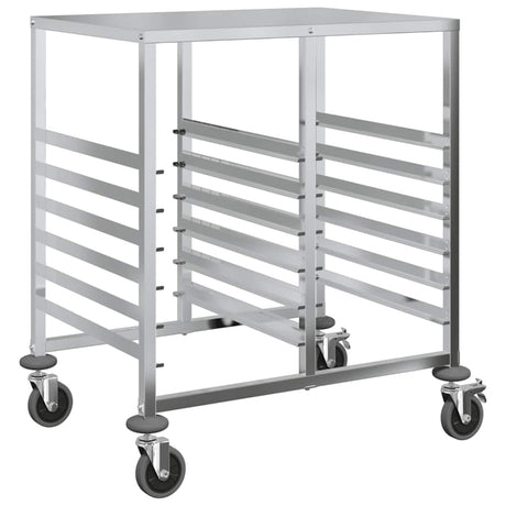 Vidaxl dienbladenwagen met 12 gn-bakken 75x55x87 cm roestvrij staal