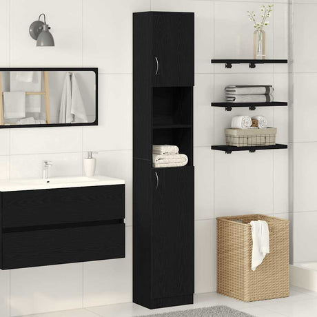 Vidaxl badkamerkast 32x25,5x190 cm spaanplaat zwart eikenkleurig