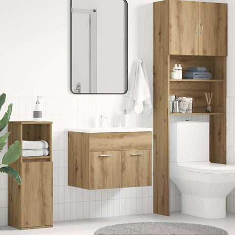 Vidaxl wastafelkast 60x38,5x46 cm bewerkt hout artisanaal eikenkleur