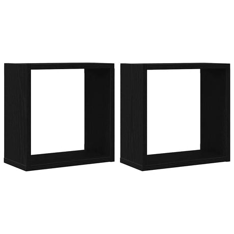 Vidaxl wandschappen kubus 2 st 30x15x30 cm bewerkt hout zwart eiken