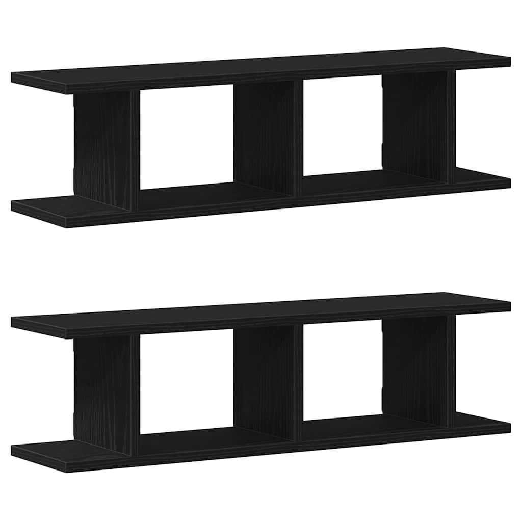 Vidaxl wandplanken 2 st 75x18x20 cm spaanplaat zwart eikenkleurig