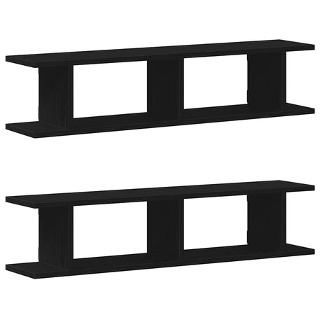 Vidaxl wandplanken 2 st 90x18x20 cm spaanplaat zwart eikenkleurig