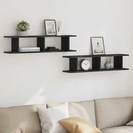 Vidaxl wandplanken 2 st 90x18x20 cm spaanplaat zwart eikenkleurig