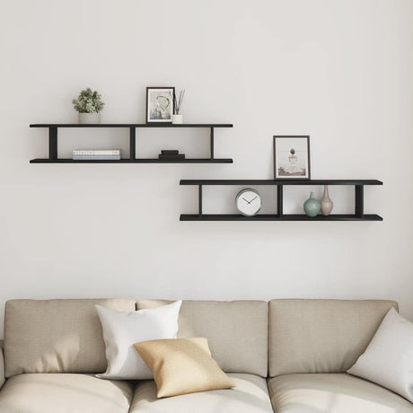 Vidaxl wandplanken 2 st 105x18x20 cm spaanplaat zwart eikenkleurig