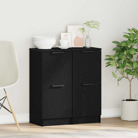 Vidaxl dressoir 2 st zwart eiken 30 x 30 x 70 cm bewerkt hout
