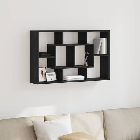 Vidaxl wandplank met plank zwart eiken 85 x 16 x 52,5 cm bewerkt hout