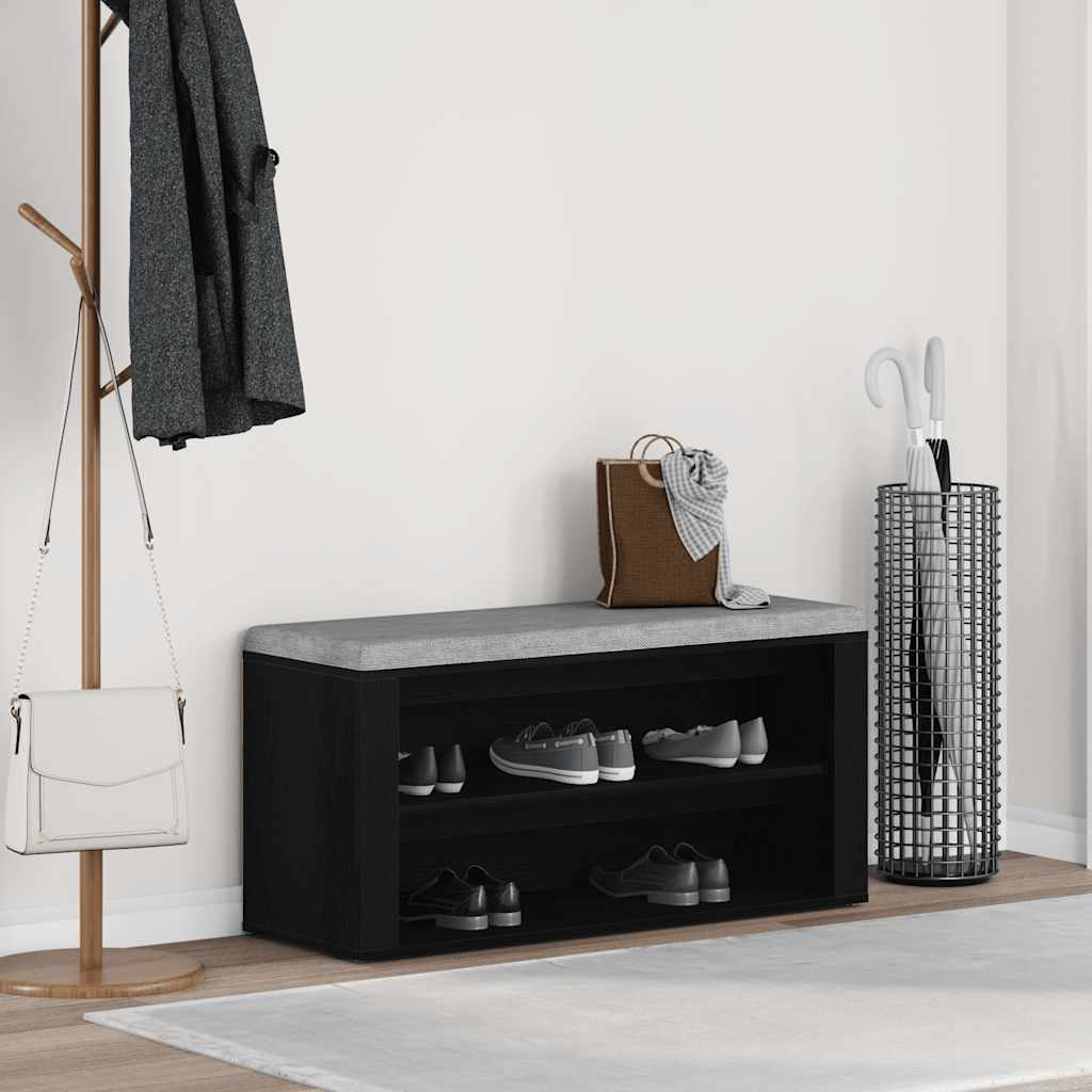 Vidaxl schoenenbank 100x35x45 cm bewerkt hout zwart eikenkleurig