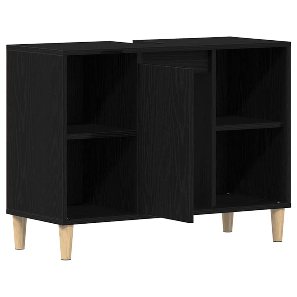 Vidaxl spoelbakkast 80x33x60 cm bewerkt hout zwart eikenkleurig