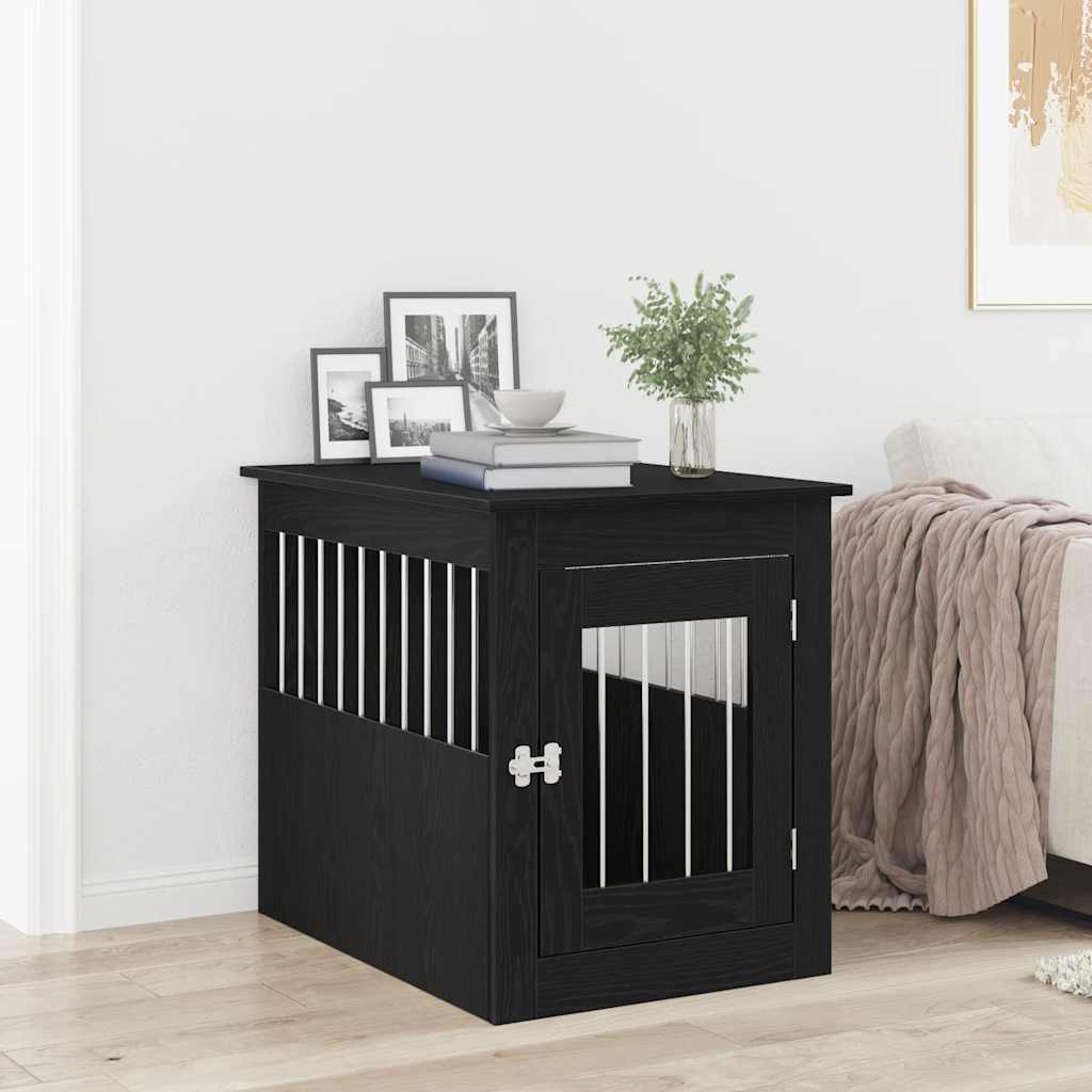 Vidaxl hondenbenchmeubel 55x75x65 cm bewerkt hout zwart eikenkleurig